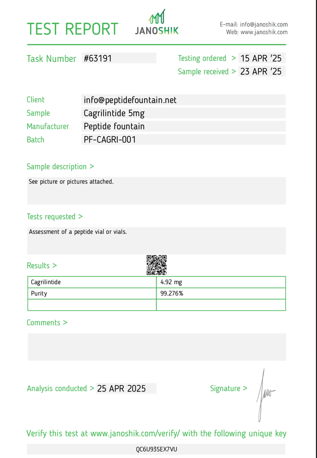 cagrilintide 5mg - Premium Research Peptide